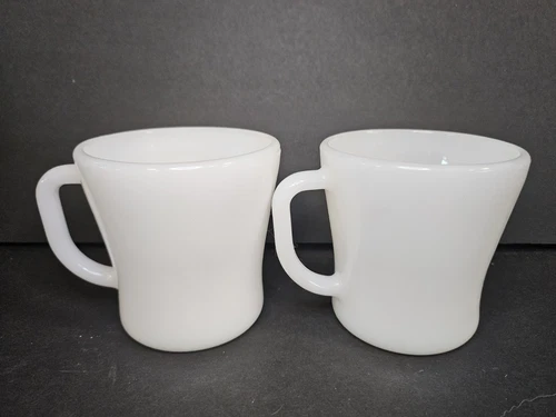 Vintage Federal Glass Mugs, White w/D Handles SET OF 2