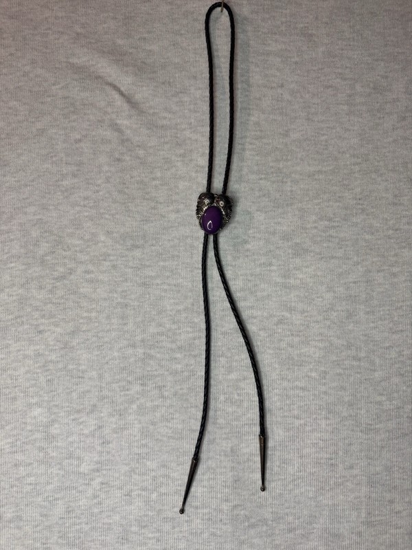 AJW (Arthur J Williams) Native American Sterling Silver Leather Braided Bolo