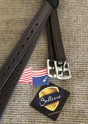 Ovation Syntech Deluxe Triple Stitched Half Hole Stirrup Leathers-54 -Brown