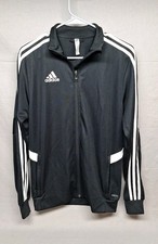Adidas Track Jacket Mens Small Warm Up Tricot Three Stripe Full Zip Black