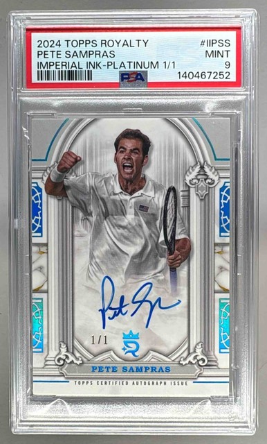 Pete Sampras 2024 Topps Royalty #II-PSS Platinum Imperial Ink Auto 1/1 PSA 9