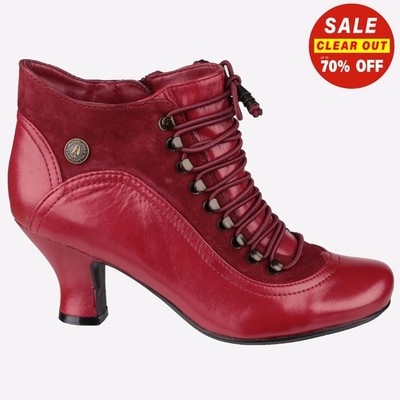 Hush Puppies Vivianna Womens Dress Leather Fashion Ankle Boots Red