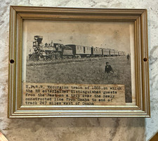 Vintage 1866 Union Pacific Railroad Excursion Train Photo Omaha to End of Track
