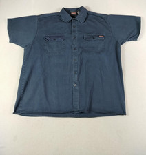 Dickies Shirt Mens 2XL Blue Twill Short Sleeve Button Front Workwear Pockets
