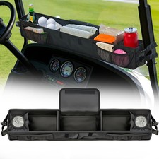 Golf Cart Front Storage Basket, No-Drilling Organizer Tray With Cooling black