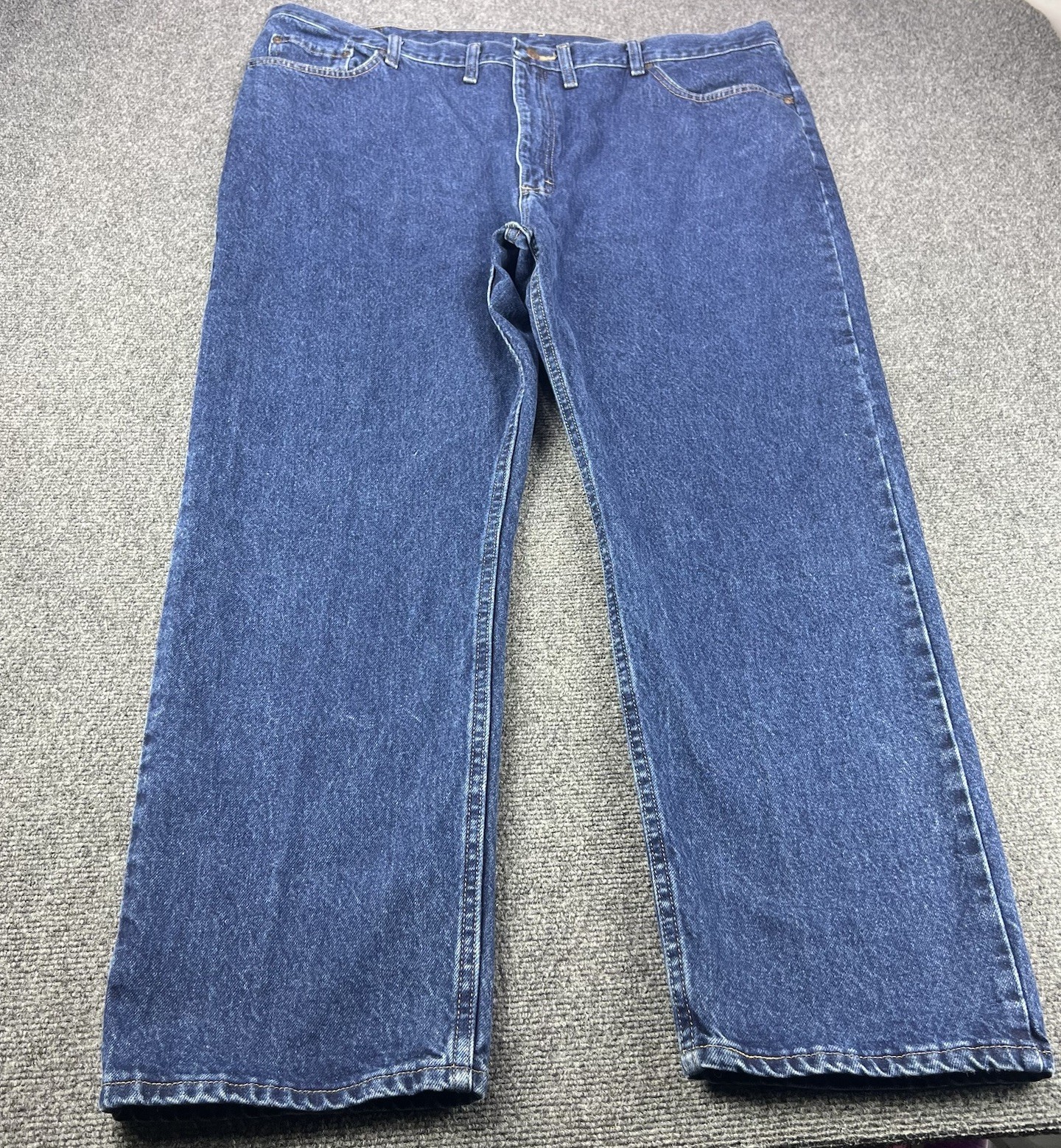 Wrangler Regular Fit Jeans Men 46x30 Blue Denim Med Wash Straight Leg Work Chore