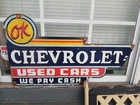VINTAGE OK USED CARS CHEVROLET AUTO DEALER SERVICE DSP 30" OLD PORCELAIN SIGN