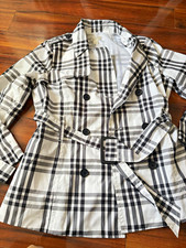 Christopher & Banks Plaid Trench Coat M Mid-L...