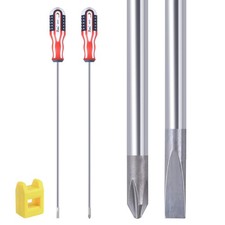 uoboeuq Slotted and Phillips Screwdriver, PH1 12" Long 12", Red