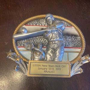 3D Baseball Plaque Trophy Batter Catcher USSSA new Years Kick Off Finalist 2013