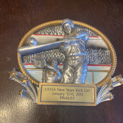 3D Baseball Plaque Trophy Batter Catcher USSSA new Years Kick Off Finalist 2013