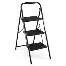 Collapsible 3 Step Ladder Heavy Duty Safety Anti-Slip Stool Portable Step Stool