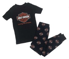 Harley-Davidson Little Boys' 2-Piece Bar  Shield Tight Fit Short Sleeve PJ Set