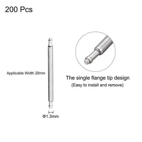 18mm Watch Band Pin 1.3mm Dia Steel Single Flanged End Spring Bar Pins ...