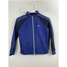 Kids Lacoste Track Jacket Zip Up Royal Blue White Navy Trim Logo Size 10