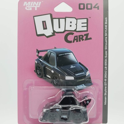 Mini GT QubeCarz Nissan GT-R R35 LB-Works Type 1, Rear Wing V1 - 1:64 Matte Grey