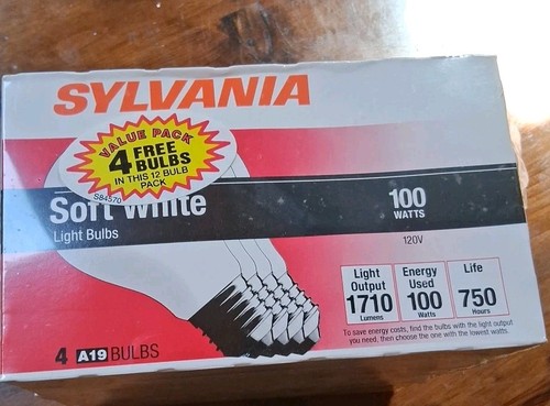 (12) Sylvania Soft White Light Bulbs 100 Watts A19 - Picture 2 of 5