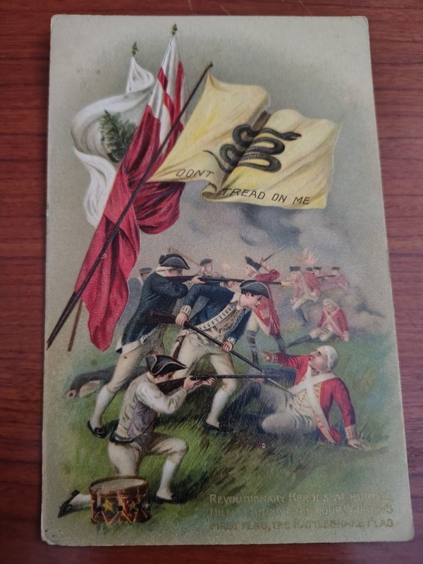 Gadsden Rattlesnake Flag Don't Tread on Me Bunker Hill Patriotic postcard 