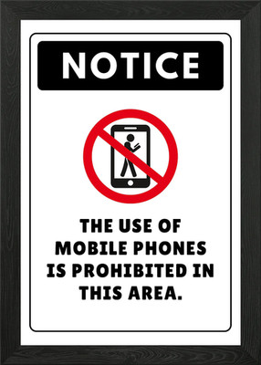 Notice - No Mobile Phones Sign Framed Wall Art Poster Canvas Print Picture