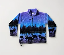 Black Mountain Unisex Medium Twilight Moose Ultra Plush Fleece Sweater Jacket