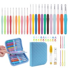 22 Sizes Crochet Hooks Set with Storage Case,0.5mm-10mm Crochet Hooks with Er...