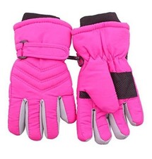 Kid's Boy Girl Fleece Winter Gloves Mittens Non Slip Riding 3-5Years Dark Pink