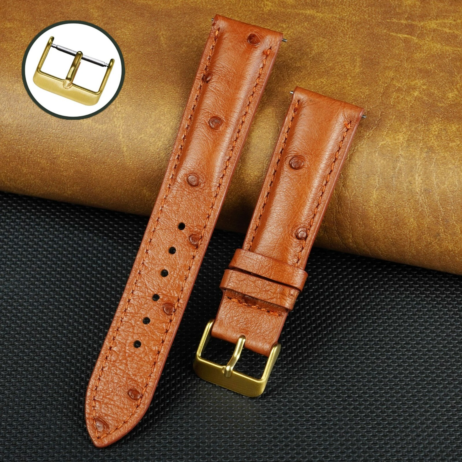 Ostrich Leather Watch Strap Men Real Ostrich Wrist Band Quick Release