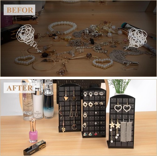 2 Pcs 72 Holes Earring Holder Acrylic Ear Stud Stand L-Shaped Jewe Display - Picture 6 of 11