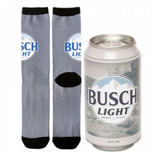 Busch Light Beer Mountains Logo Crew Socks In Beer Can Gift Packaging Multi-Col