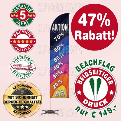 Flagge Fahne Werbefahne Beachflag 306 cm ''AKTION RABATT'' beidseitig, Boden