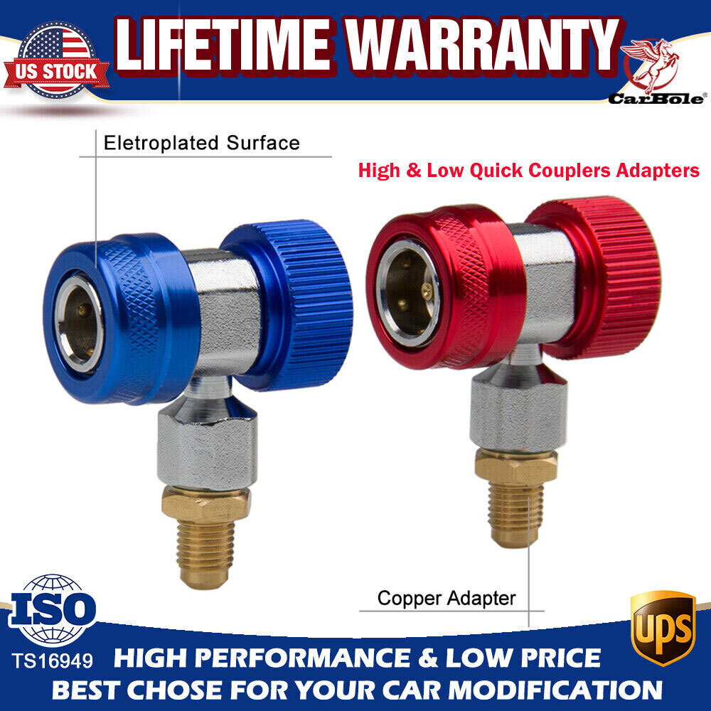 Manifold Gauge Adapter HVAC 2-Pack S For Auto A/C Service - Low &amp; High Side Couplers AC Quick Connector Adapter