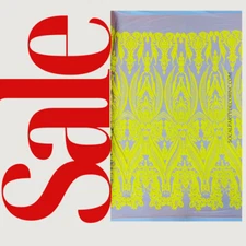 Damask Design Sequins Embroider 4 Way Stretch Mesh Fabric By Yard