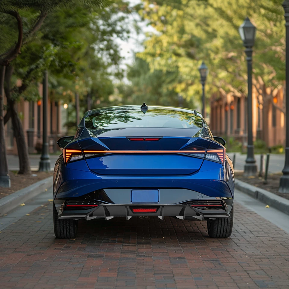 Shark Fin Rear Diffuser W/ Led Brake Light Gloss Black For Hyundai Elantra 21-23 Foto 4 de 4