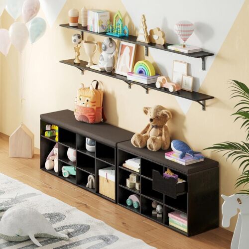 Stylish Cubby Shoe Rack with Cushion – 12 Compartment Organizer for Small Spaces - Picture 9 of 11
