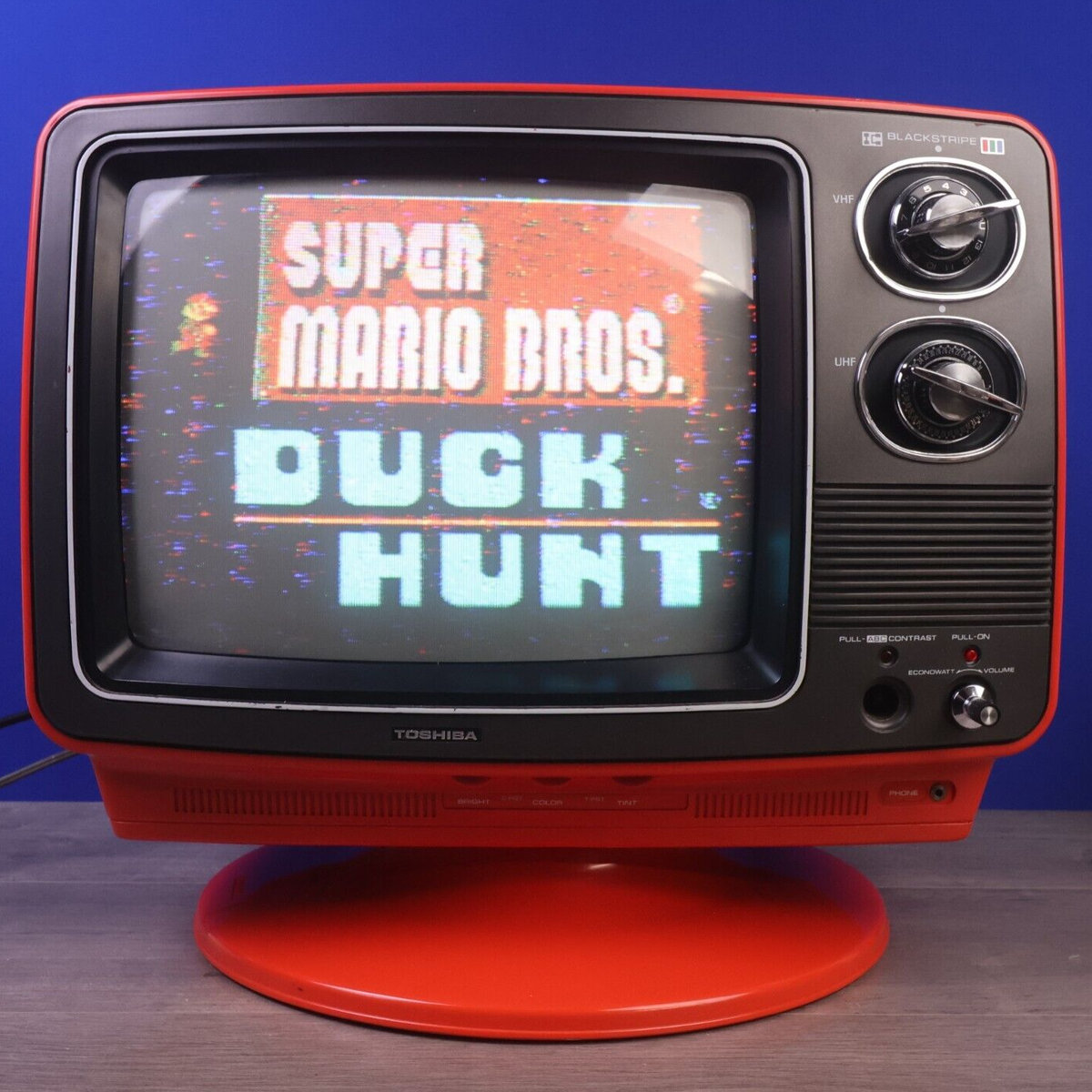 Vintage Toshiba c355 Backstripe Television - Red - With Stand and