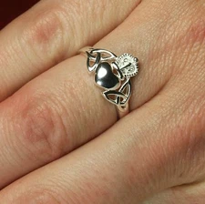 Solid Sterling Silver Claddagh Style Royal Crowned Heart Ladies Fashion Ring