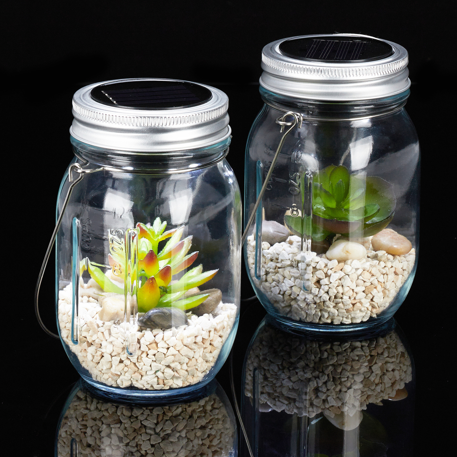 Solarlampe Solarleuchte Solarwindlicht Solarglas 0,5 l 4 LEDs Dämmerungssensor