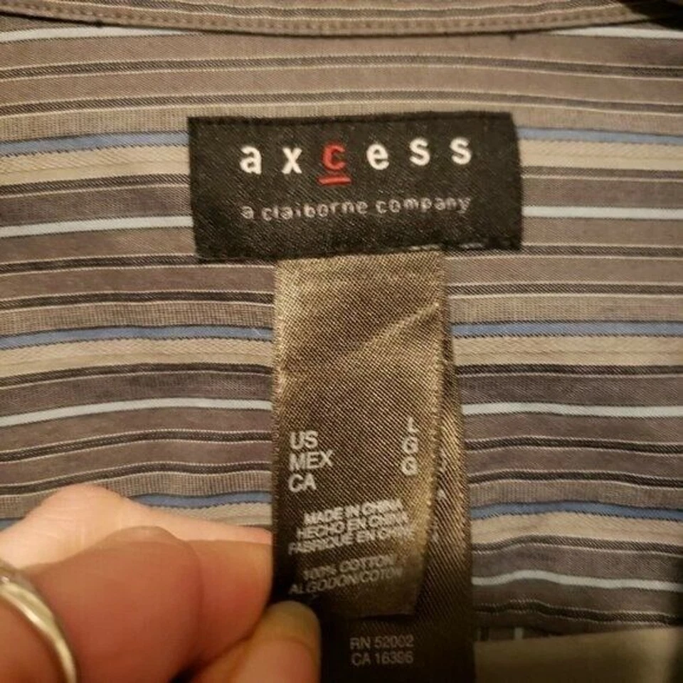 Camisa de vestir manga larga a rayas azul gris talla L de Axcess para hombre Foto 2 de 4