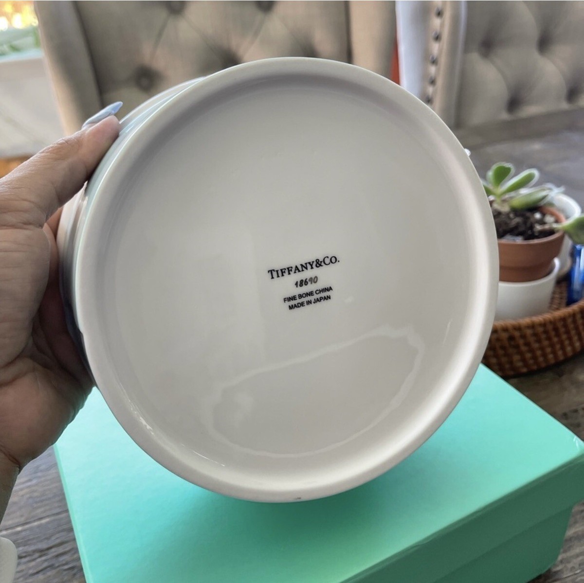 Tiffany Dog Food Bowl, Pet Bowl Fine Bone China 7”