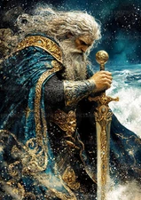 Lugh Celtic Sea Warrior God Irish Mythology Fantasy Folklore Hero Art Print y96