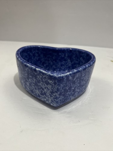 Coche Stoneware 4 1/2" Blue Heart Shaped Oven Safe Bakeware Made In Portugal - Picture 2 of 5