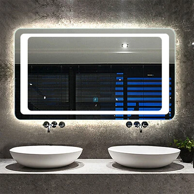 Illuminated Bathroom Mirror with LED Lights Wall Mounted Demister Touch Sensor