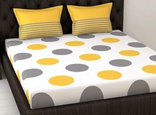 144 TC 100 Cotton Double Bedsheet with 2 Pillow Covers - Polka Dots