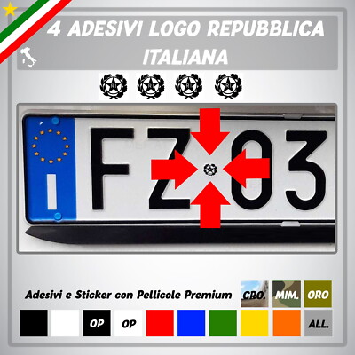 Bollino Stella Per Targa Auto D'epoca Adesivo Stemma Logo Repubblica Italiana Con Stella - Per Restauro Targhe D'Epoca O Decorazione Stemma Adesivo Targa D'epoca Italiano - Foto 4