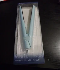 NEW Vivaspa blue travel Mini Flat iron Hair Straightener Ceramic Tourmaline .5"
