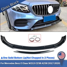 Front Lip Splitter Spoiler Gloss Black For Mercedes E-Class W213 C238 2017-2020