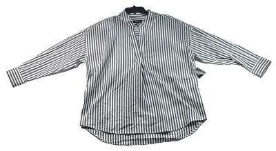 Ella Rafaella Blouse Womens Plus size 1X Gray White Business Career Vneck New