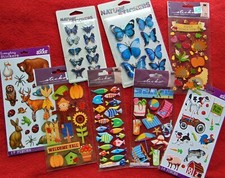 8 SETS STICKERS  3-D BUTTERFLY 2 ; ANIMALS, BEACH, FARM, FISH  NEW  COST 18