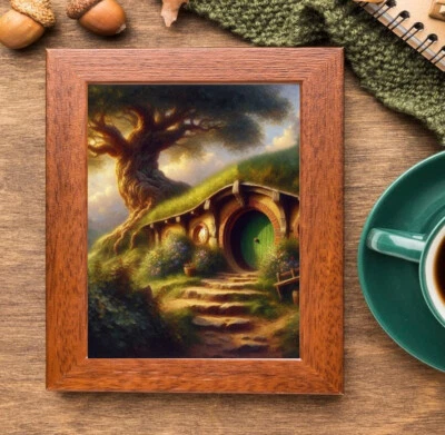Hobbit Home hole green door Lord of the rings Tree Shire Art poster print