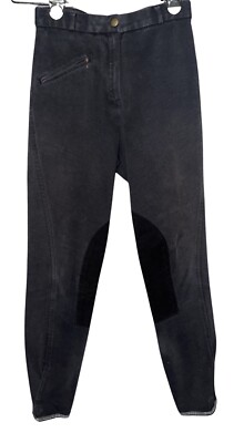 Gutos Equestrian Horse Riding Pants Black Breeches Inner Patches Size 26